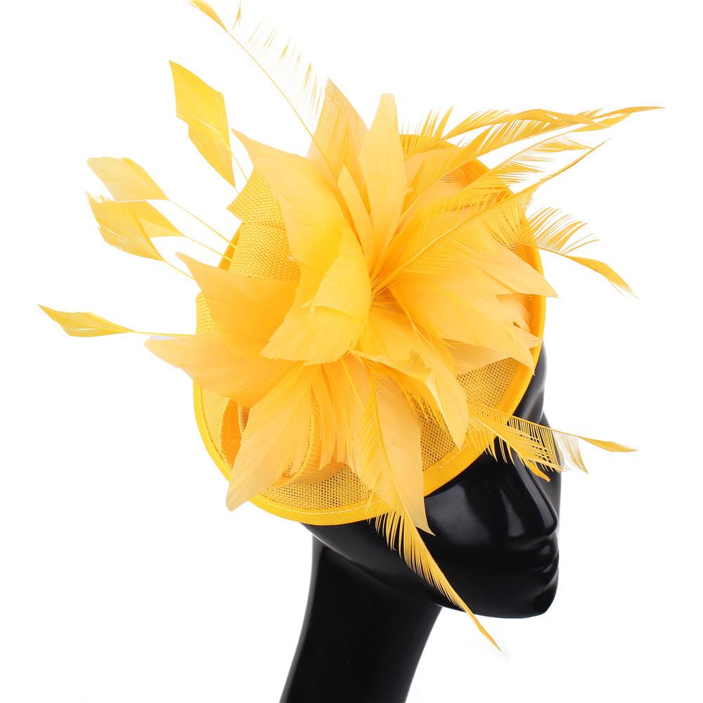 Deep Leather Powder Boutique Banquet Mesh Top Hat Hemp Headgear Bridal Wedding Dress Mesh Feather
