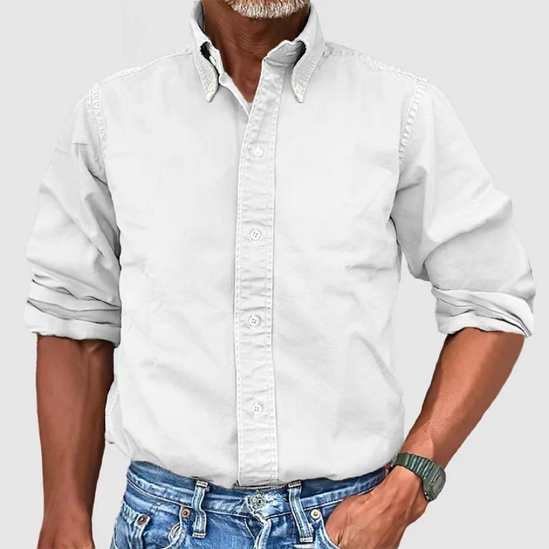 Men’s Business Casual Solid Button-Up Shirt