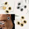 Vintage Oval Irregular Inlaid Diamond Black Metal Wind Temperament Ring Bracelet Stud Earrings Set