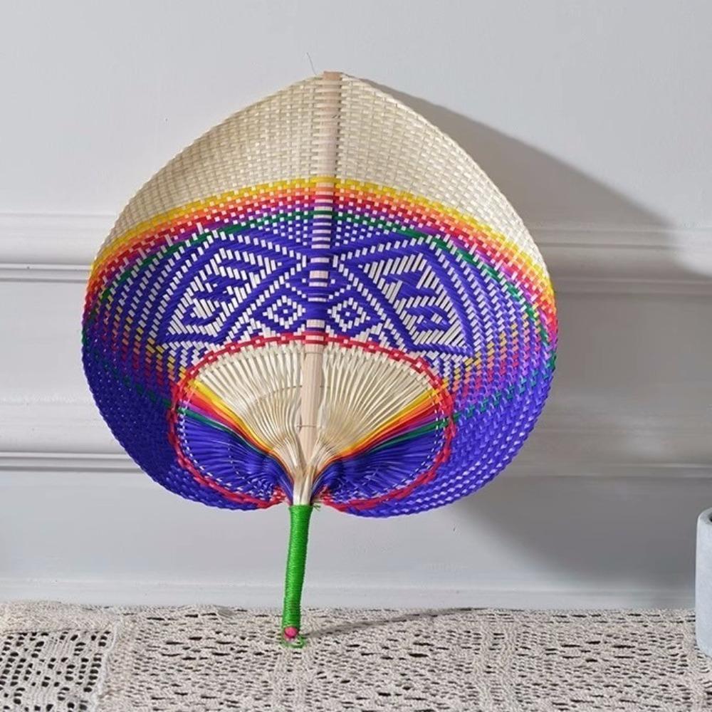 Bamboo Palm Leaf Fan Handmade Heart Shaped Fan Photography Props Hand-woven Fan  Outdoor Activities