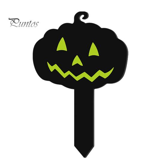 Festive Halloween Holiday Decor Pumpkin Yard Sign with Stake, Glow In The Dark Reusable Garden Spooky Silhouette Stake for Outside Patio Lawn Stakes
