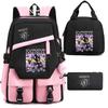 Katseye 3-in-1 School Backpack Set USB Charging Lunch Bag Pencil Case for Teenagers Students Lightweight Casual Bookbag with Large Capacity