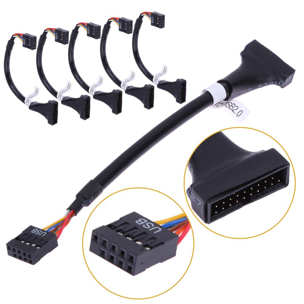 20 Pin Jack for USB Male To  2.0 9 Pin Female Splitter Adapter Cable Wire Converter for Microphone Device Connected Tools