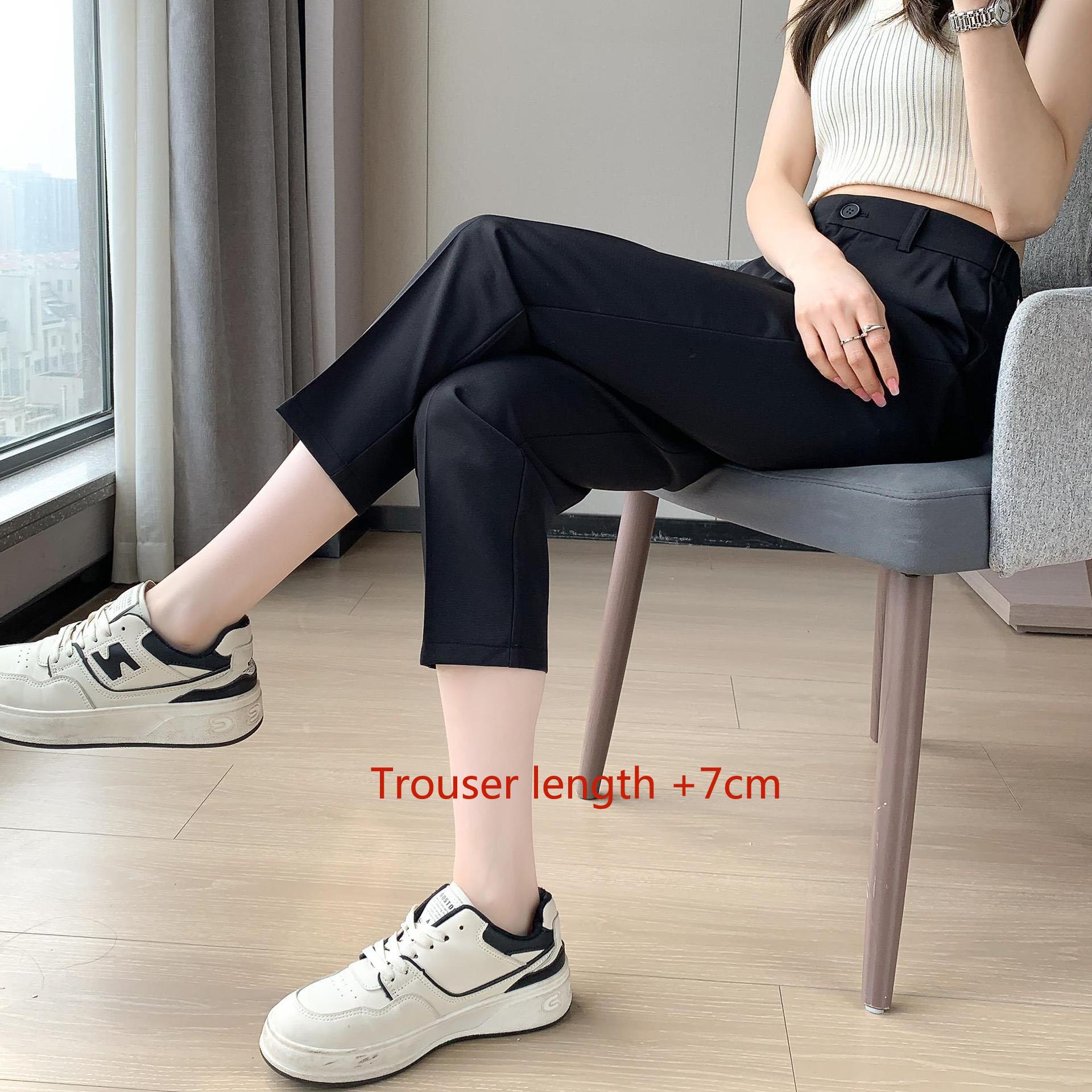 

Жіночі штани, костюмні штани, жіночі, літо 2024, прямі, вільні, з високою талією, тонкі, дев ять маленьких, повсякденні, сірі, універсальні, сигаретні, штани 2XL