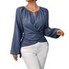 Autumn Ladies Strap-on Woven Irregular Hem Long-sleeved T-shirt