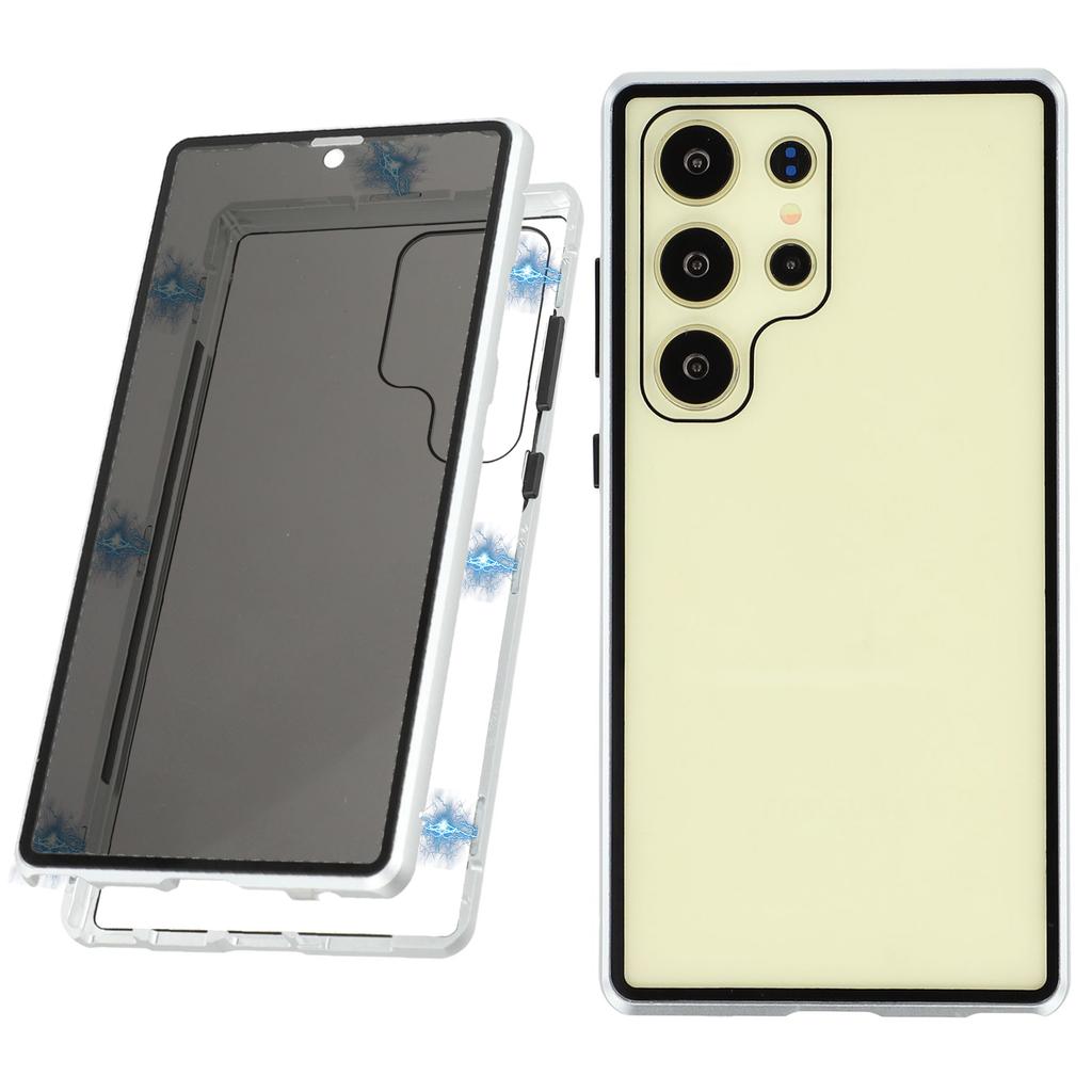 For Samsung Galaxy S24 Ultra Case with Anti-Spy Screen Protector Tempered Glass Metal Phone Cover Magnetic Clasp