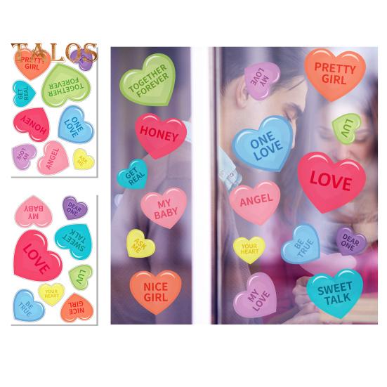 8 Sheets/Set Love Heart Window Cling PVC Reusable Colorful Valentine's Day Heart Shaped Electrostatic Glass Cling Decoration Sticker Decal