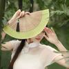 Decorative Fan Carved Handle Bamboo Folding Fan Handhold Vintage Chinese Fan with Tassel Dance Fan Summer