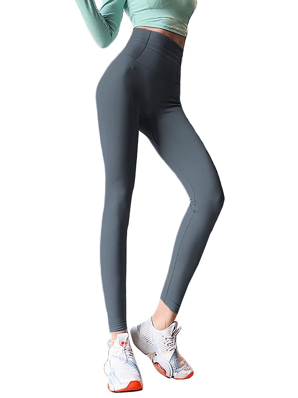 

VeroMan Gym Long High Yoga Pants Women s Leggings, Hip-Lifting, Length, Waist, (PPI-LEF5) (Gray, L) серый