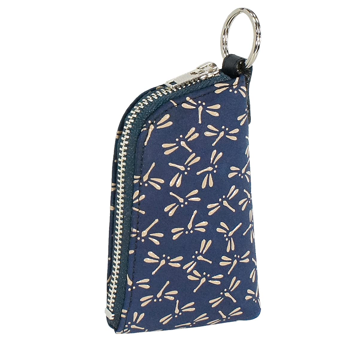 

Indenya Inden Key Case Navy Blue with White Dragonfly D, Deerskin, Lacquer, Pattern, 4707-14-008