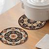 Bohemian Heat Resistant Placemats for Table Stain-Resistant Round Rubber Coasters Vintage Kitchen Dining Mats for Hot