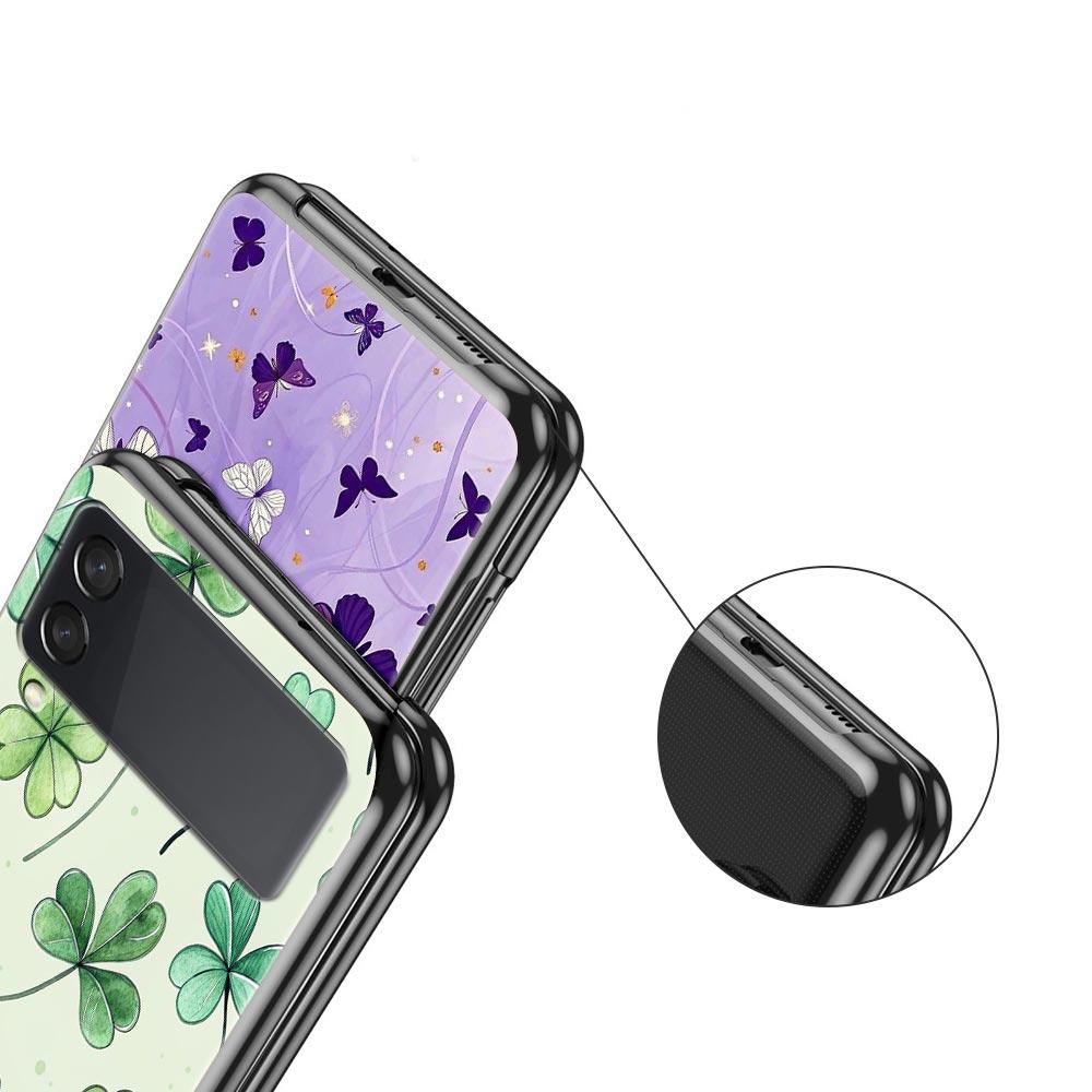 Handyhülle für Samsung Galaxy Z Flip 3 4 5 6 7 Faltbar Für Samsung Z Flip4 Flip5 PC Hartschalenhülle Stilvolles Design mit Blumenmuster