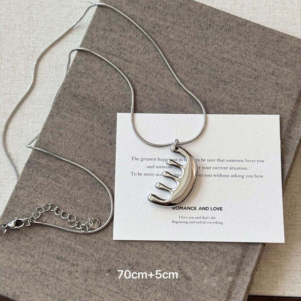 Fashion Silver Color Comb Pendant Necklace for Women Punk Adjustable Long Sweater Chain Necklace Hanging Neck Jewelry Accessorie