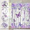 Mocsicka Purple Butterfly Shower Curtain Spring Purple Floral Butterfly Bathroom Shower Curtain Nature Garden Plant Waterproof Fabric Shower Curtain