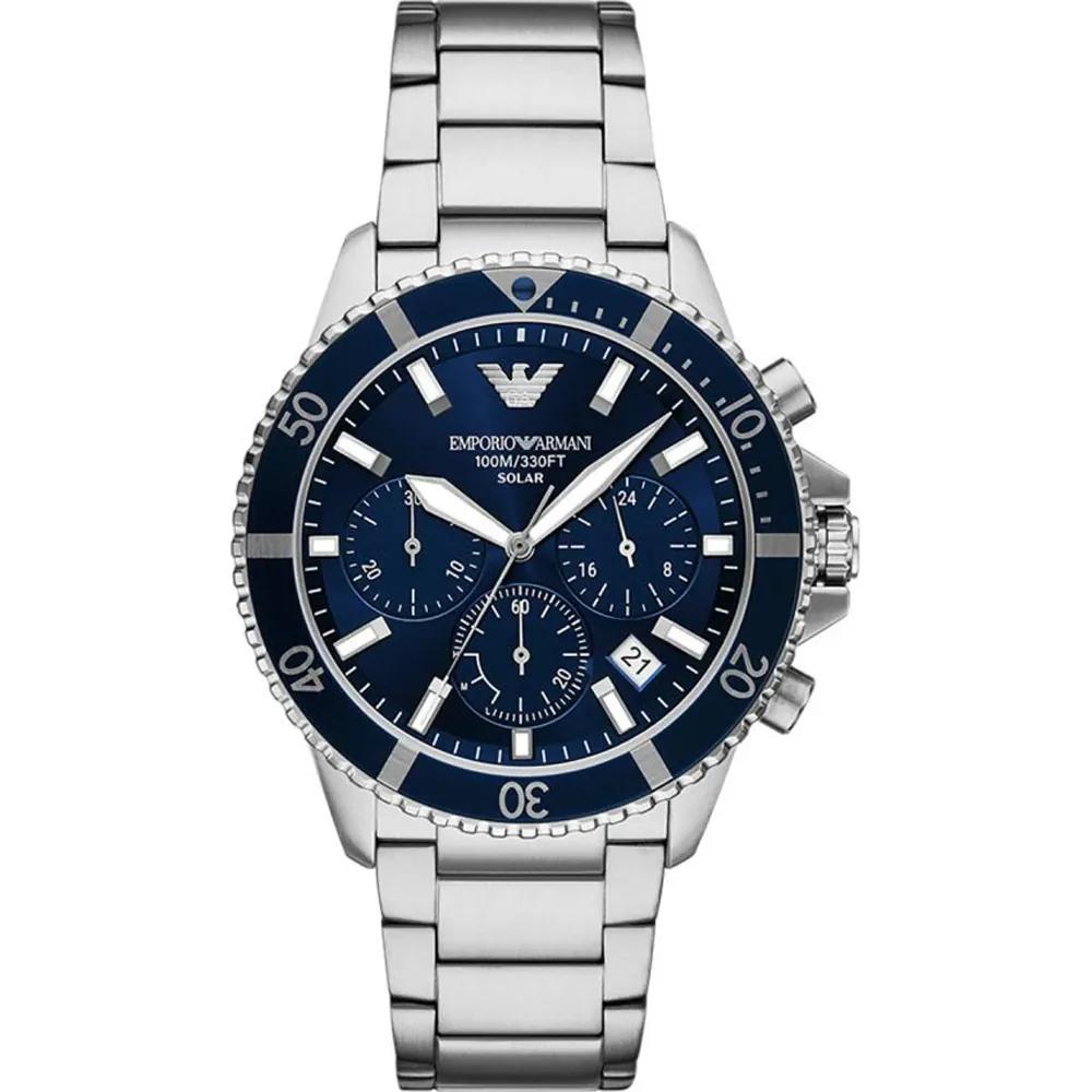 

Emporio Armani World Explorer Blue Stainless Steel Silver Gents Quartz Chronograph AR11681 синий