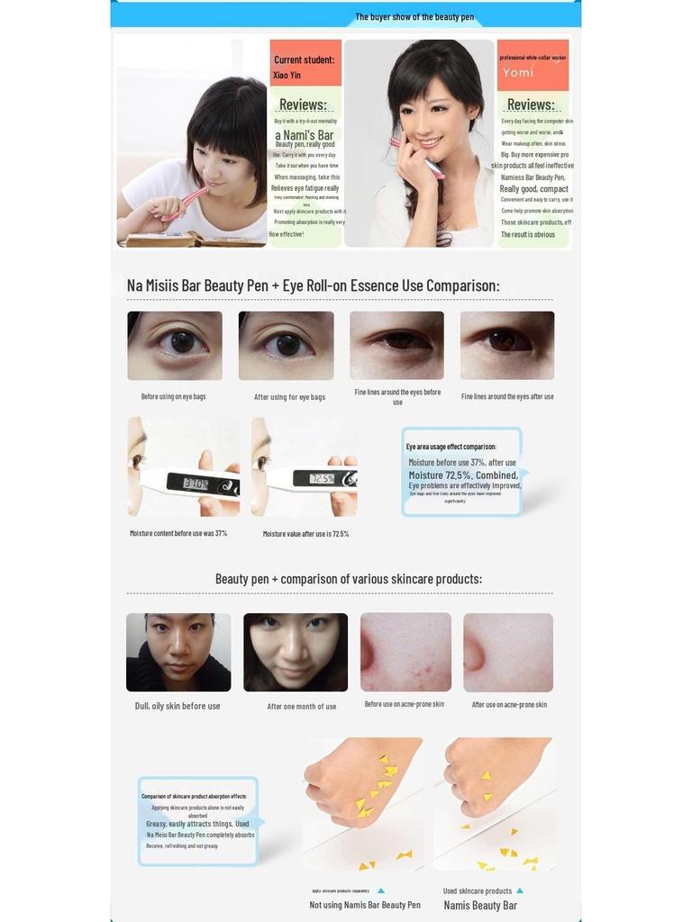 Eye Massager Pen for Dark Circles Removal - Induction Type Electronic Beauty Instrument