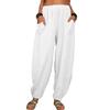 Women's High Waist Harem Pants Loose Fit Trousers Solid Cotton Casual Spring Elastic Waist Long Jogger Pants