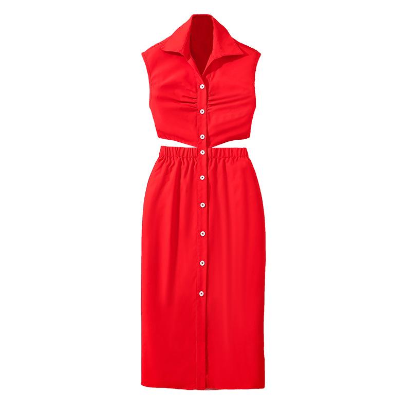 Girls Elegant Dress Summer Kids Fashion Sleeveless Back Hollowed-out Hip Shirt Dress
