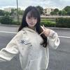Womens Oversized Hooded Sweatshirt Fall Winter Snowflake Embroidery Streetwear Couple Outerwear