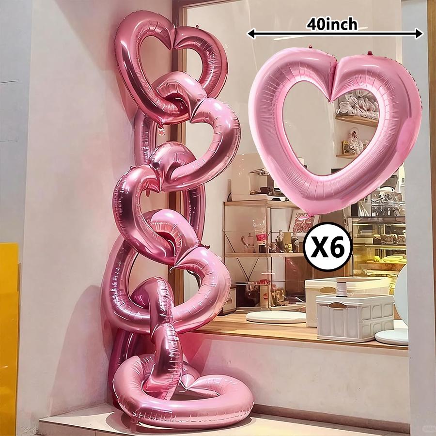 6 Stück 40 Zoll Hohl-Herz-Folienballon Dekoration Szene Valentinstag Hochzeiten Brautparty Geburtstag Foto Requisiten Partyballon