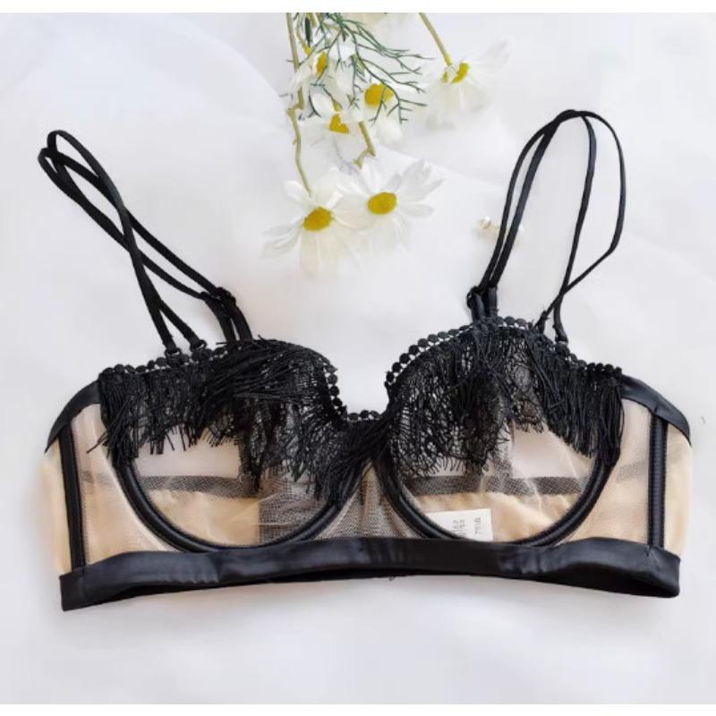 Women's Sexy Lace Bra with Tassel Detail and Underwire Support