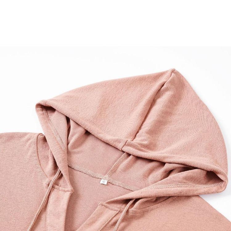 Autumn Winter Women Casual Solid Color Loose V Neck Hoodie Top Single Breasted Shirt