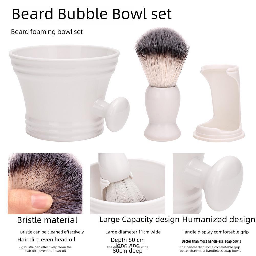 Men's Shaving Set: Large Plastic Bowl with Brush for Beard Cleaning.