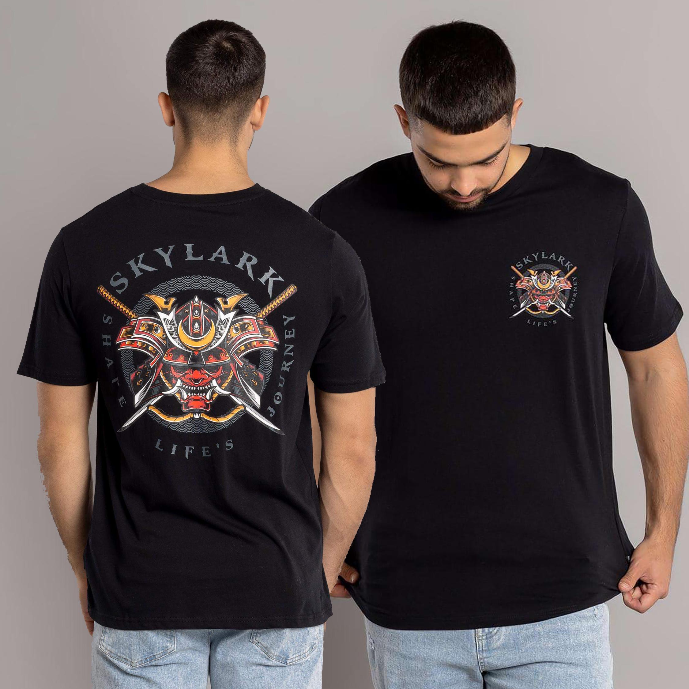 Japanese Samurai Ferocious Mask Helmet TShirt 100 Cotton ONeck Short Sleeve Summer Casual Mens Tshirt Streetwear S