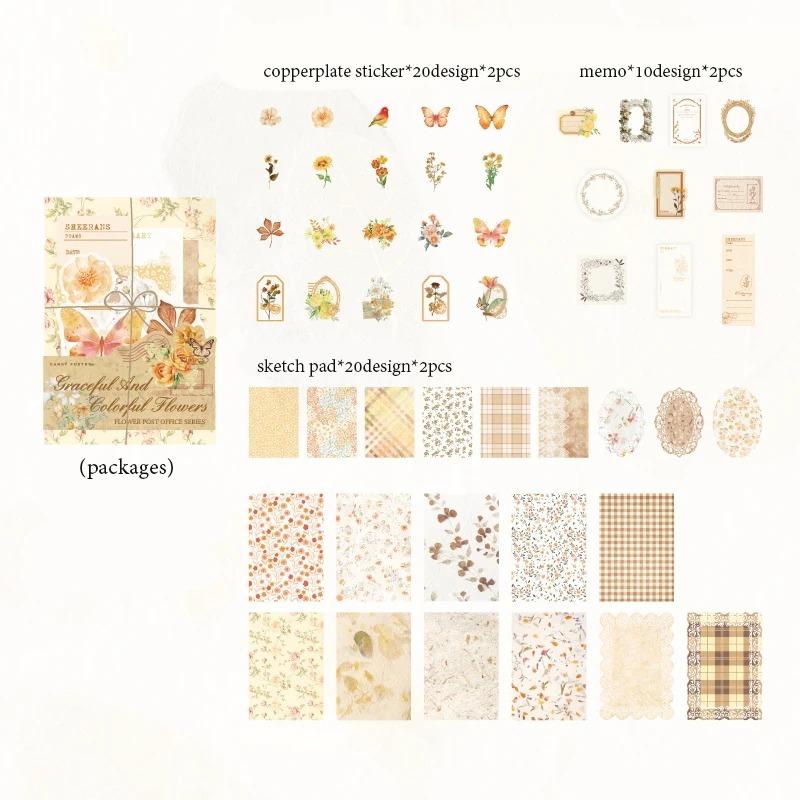 100pcs/set Mixed Material Pack Flower Series Hollow Lace Handbook Border Primer Paper DIY Decorative Sticker Notes Scrapbook