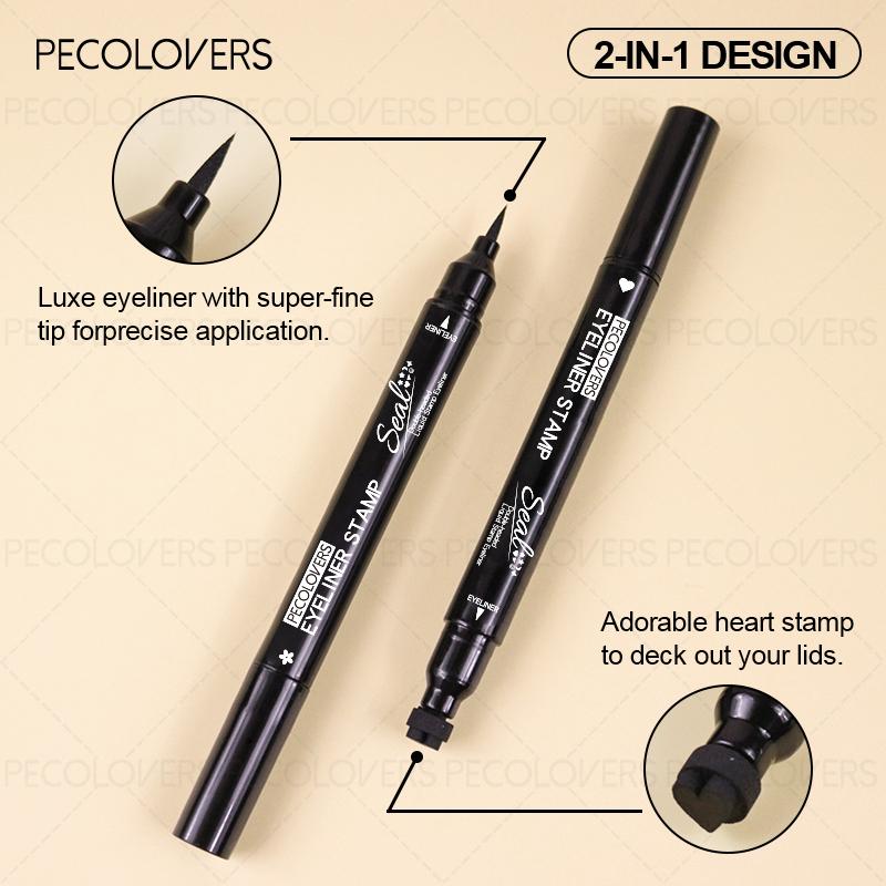 1PC Smooth Double-ended Eyeliner - Includes Star/heart/moon Pattern, Waterproof, Beginner Friendly, Valentine's Day Gift
