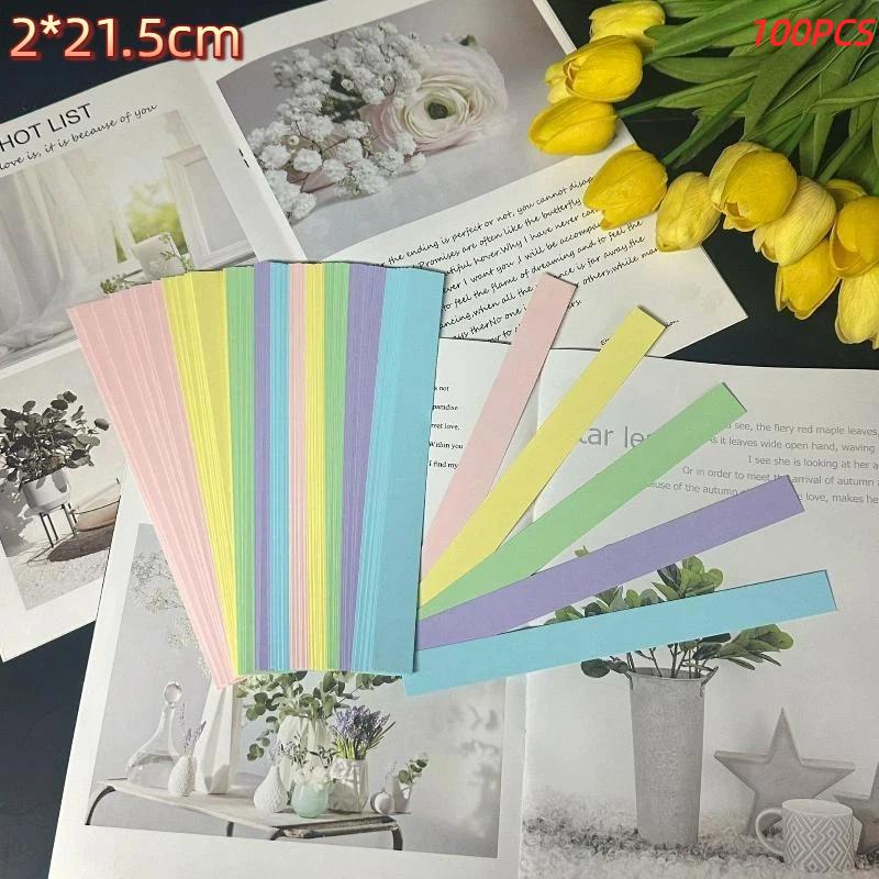 100Pcs Bright Color Paper Chain Garland Strips With Double Sided Tape Easy DIY Craft for Graduation Party Decoration