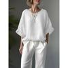 Cotton Linen T Shirt With Rounded Neck For Casual Daily Wear