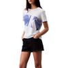 Round Neck Simple Comfortable Casual Twill Letter Logo Pattern Short Sleeve T-Shirt Women Tops Light-Blue 40900WP-450