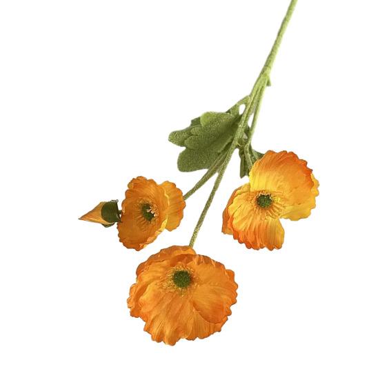 Artificial Flower 4 Head Realistic Fake Silk Flower with Long Stem Home Office Wedding Party Faux Flower Decoration