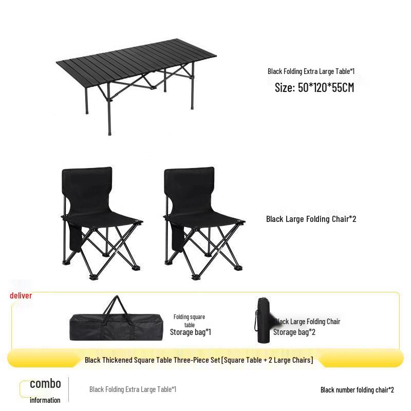 Portable Outdoor Folding Table and Chair Set - Egg Roll Design for Camping and Fishing
