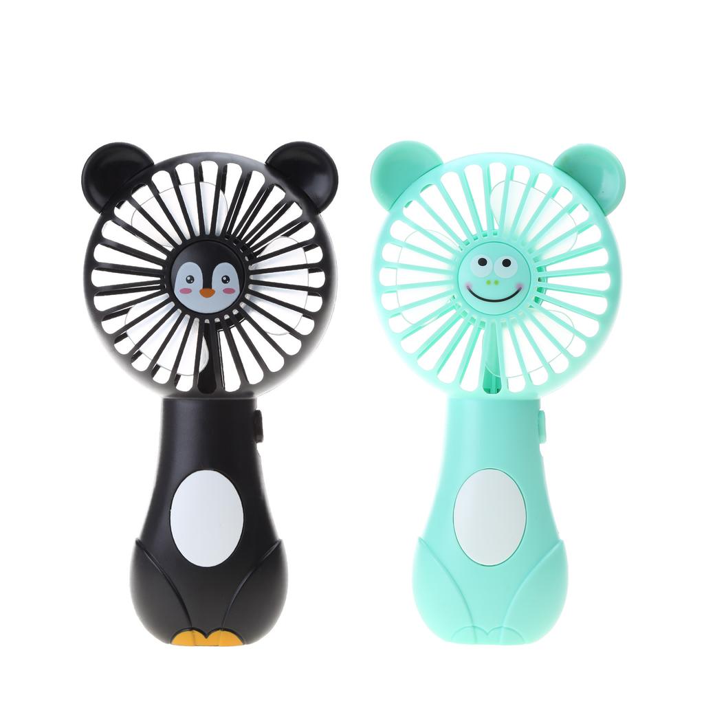 Mini Handheld Fan Cute Cartoon Animal Fans Soft Blades Battery Powered for Student Panda Kitten Mini Fan Portable