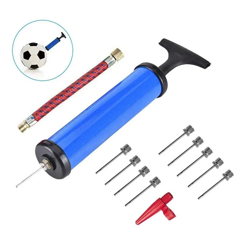 New Portable Manual Air Pump Inflator Ball Pump Needles Valve Adapter Set for Basketball Football Balloons Volleyball and Rugby