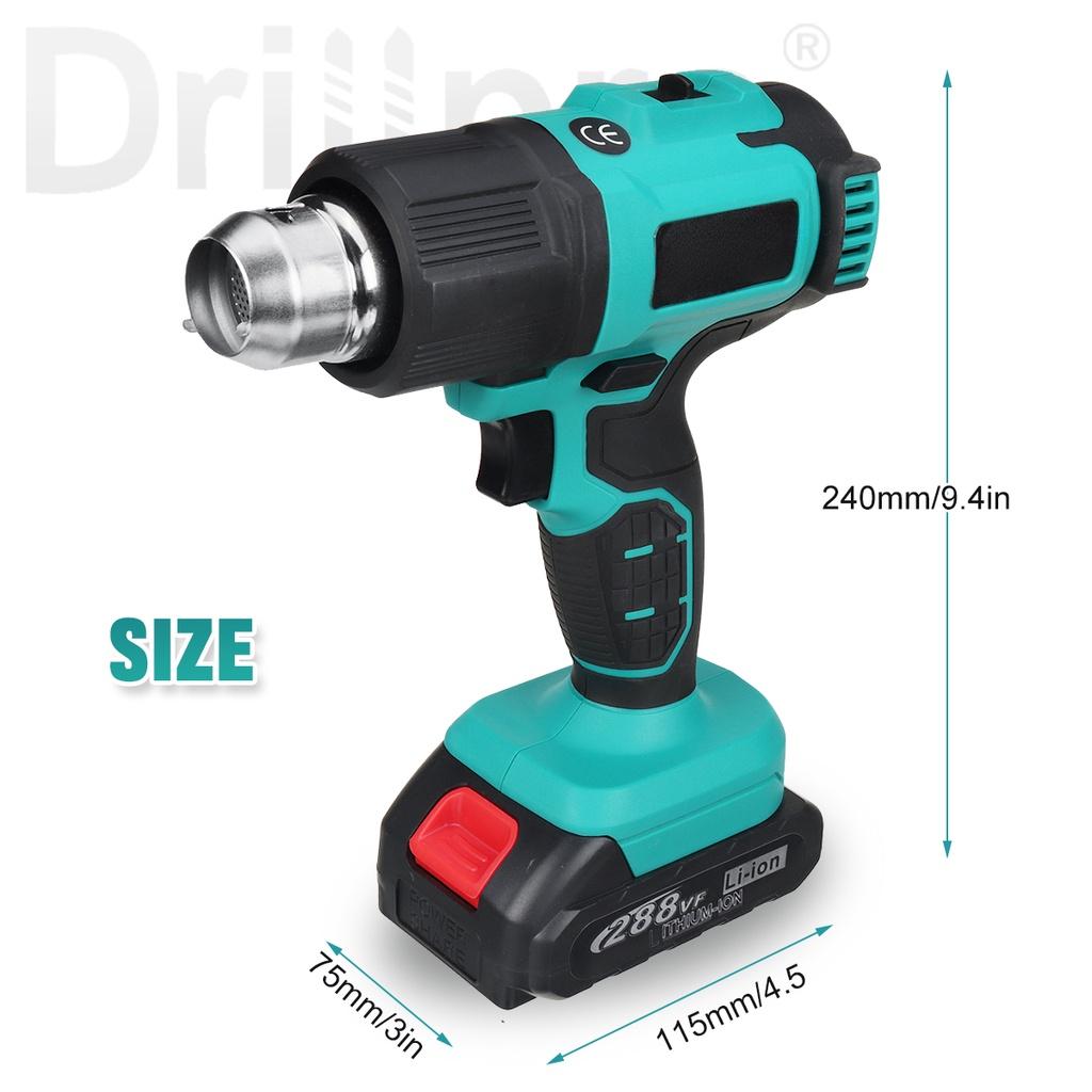 

200 Вт Ручные аккумуляторные пистолеты горячего воздуха с регулируемой температурой и 3 насадками 21 В Электрические тепловые пистолеты Перезаряжаемые для литиевой батареи 18 В