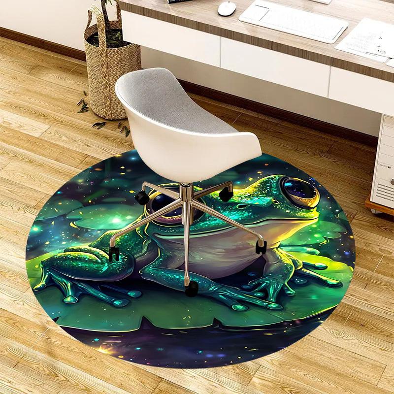 1PC Frog Non-Slip Floor Round Carpet, Office, Family, Bedroom, Large Area Rug Indoor Rugs, Durable PolyesterH0409