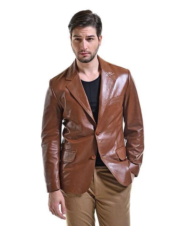 

Наппа Ручная работа Формальный Новый Коричневый Мужской Блейзер Стильный Натуральная Деловой 3XL коричневый