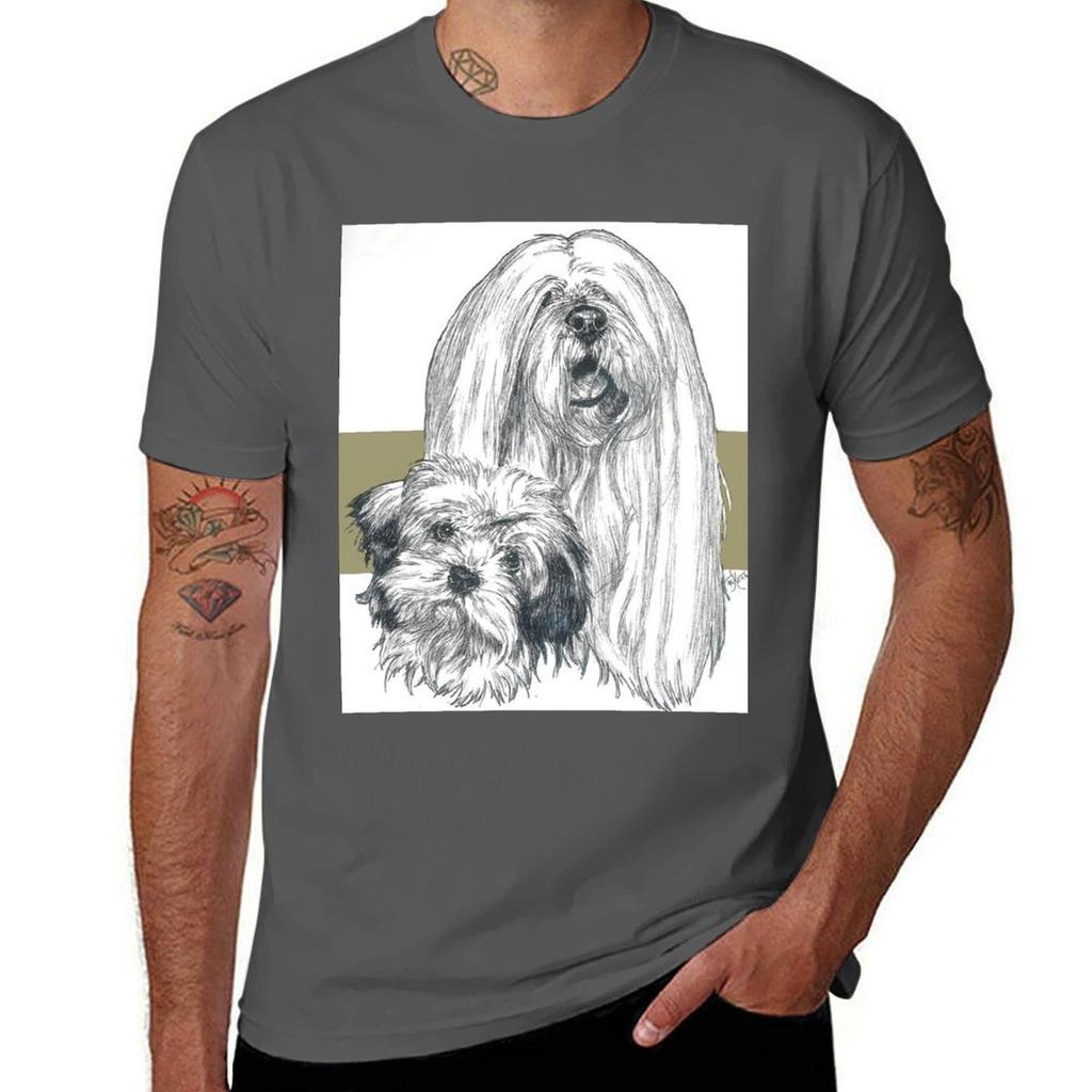 Lhasa Apso Father  Son TShirt Cotton Man Tshirts Anime T Shirts Luxury Man Plain T Shirts Men