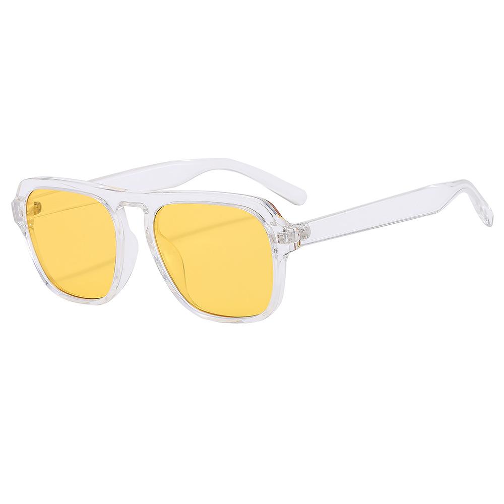 Retro Black Frame Glasses Women'S Trend Single Beam Thin Sunglasses Men'S Plain Flat Glasses