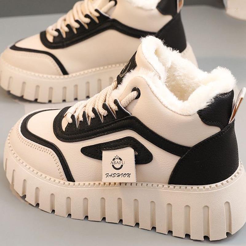 

Warm high-top cotton shoes, fleece and thickened cotton boots in winter, anti-slip and cold-proof snow boots 35 хаки