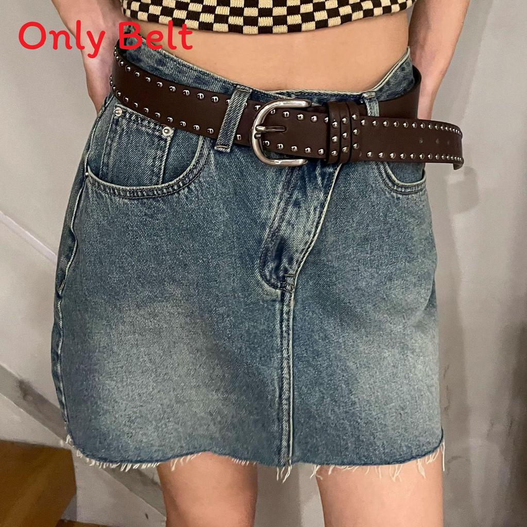 

Classic Punk Style Pu Leather Belt With Metal Single Buckle For Womens Fashion Accessory