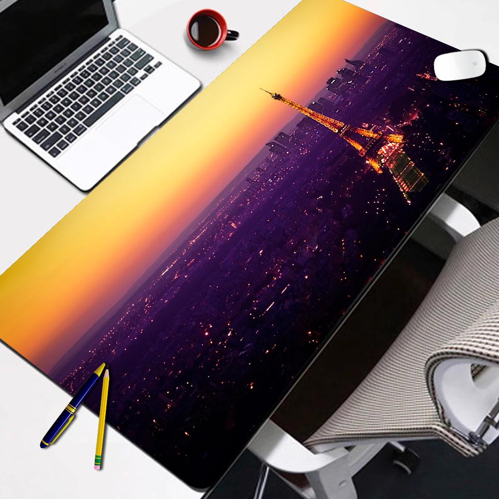 Large Gamer Mouse Pad Eiffel Tower Paris Desk Pad Laptop Gamer Desk Mat Extra Large Mousepad Carpet for Mouse Mats Office