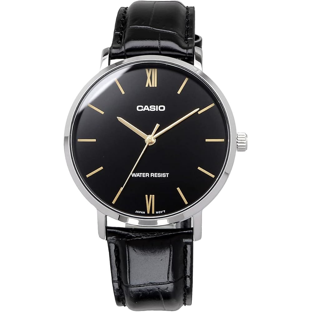 Casio CASIO Quartz Men's Watch MTP-VT01L-1B Black X Black Leather Band Overseas Model [Parallel...