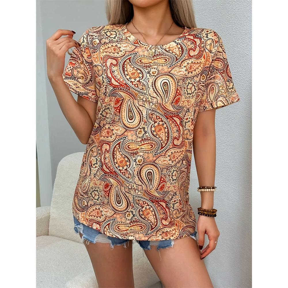 Women's Summer Short Sleeve T Shirt Casual Fashion Clothing Witch Patterns Women's Tops Vacation Travel Clothing Y2K