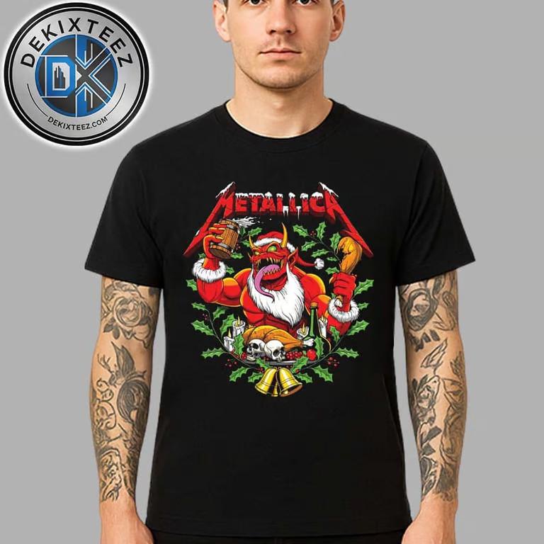 Santa Claus Merry Christmas Rock the Halls Unisex T-Shirt Unisex T-Shirt XXL