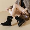 Versatile Shoes, Mid-calf Boots, Women's Flat Boots, Round-toed Slimming Boots, Retro and Fashionable Boots