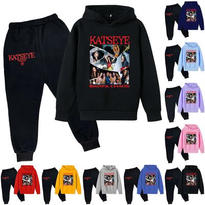 Plyšové nohavice s dlhým rukávom, voľný pulóver s kapucňou pre deti